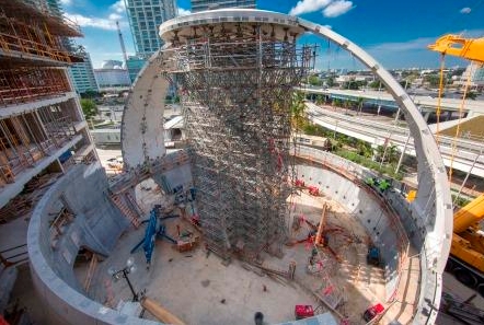 Layher Scaffolding Materials at the Miami Science Museum - Inside Dome Strickland